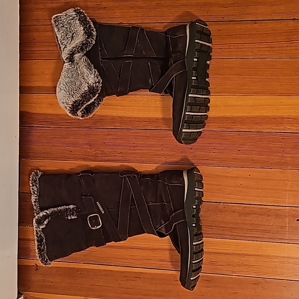 Skechers suede 2 way faux fur lined boots